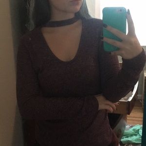 Purple choker neck sweater